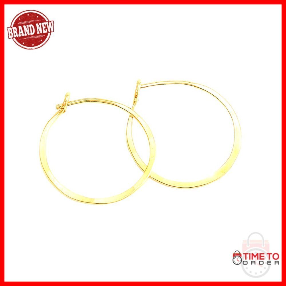 Sterling Silver Hammered Hoop Earrings, Gold Filled, Medium 1" Size